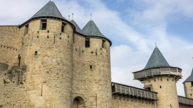 Fransa 'da Carcassonne Kalesi. Etkileyici ortaçağ kalesi.