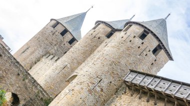 Fransa 'da Carcassonne Kalesi. Etkileyici ortaçağ kalesi.