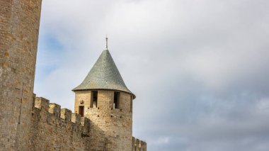 Fransa 'da Carcassonne Kalesi. Etkileyici ortaçağ kalesi.