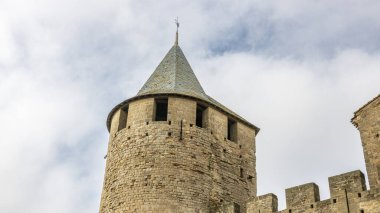 Fransa 'da Carcassonne Kalesi. Etkileyici ortaçağ kalesi.