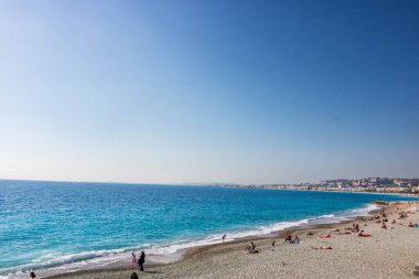 Fransa, Nice 'deki kumsal manzarası, Promenade des Anglais yakınlarında.