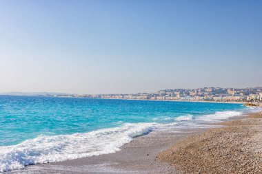 Fransa, Nice 'deki kumsal manzarası, Promenade des Anglais yakınlarında.