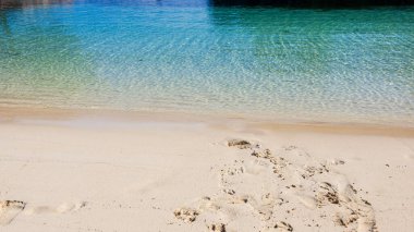 Hamilton, Bermuda 'daki Cennet Seyahat Plajı. Tropik sahil manzarası