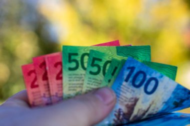İsviçre frangı banknotları. CHF Para Birimi
