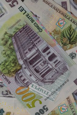 500 LEI banknot ayrıntıları - Romanya parası, enflasyon ve ekonomi konsepti