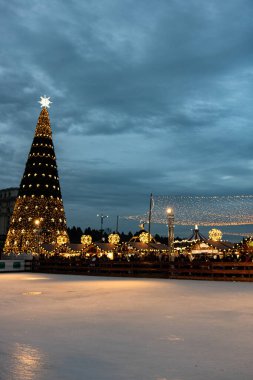 People at Bucharest Christmas Market in downtown Bucharest, Romania, 2022