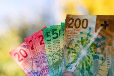 İsviçre frangı banknotları. CHF Para Birimi