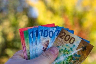 İsviçre frangı banknotları. CHF Para Birimi