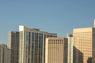 Miami, Florida şehir merkezi finans bölgesi. ABD şehir silüeti ve gökdelenleri