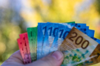 İsviçre frangı banknotları. CHF Para Birimi