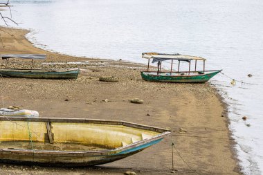 Golfito sahilinde zanaatkar balıkçı tekneleri. Kosta Rika