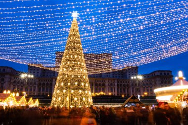 Bucharest Christmas market at night