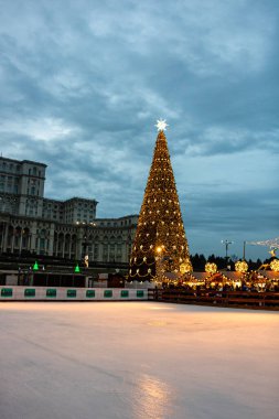 People at Bucharest Christmas Market in downtown Bucharest, Romania, 2022