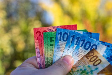 İsviçre frangı banknotları. CHF Para Birimi