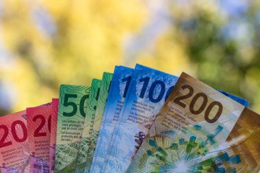 İsviçre frangı banknotları. CHF Para Birimi