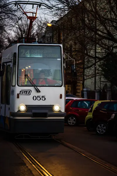Bükreş Ulaştırma Toplumu (STB) tramvayı trafikte