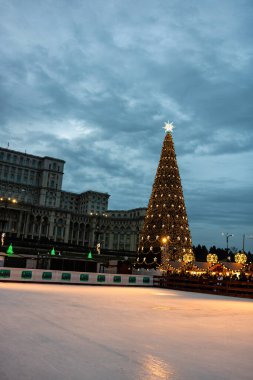 People at Bucharest Christmas Market in downtown Bucharest, Romania, 2022