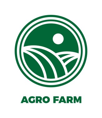 Çiftlik amblemi, etiket, tabela. Çevre şirketiniz, biyolojik ürünleriniz ya da tarım ürünleri mağazanız için tasarım şablonu. Vektör siluet simgesi.