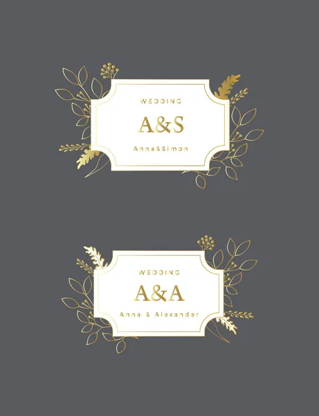 Hochzeit Persönliches Monogramm Elegantes Goldenes Design Set Von Vektorvorlagen Mit — Stockvektor