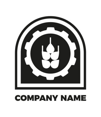 Çiftlik amblemi, etiket, tabela. Çevre şirketiniz, biyolojik ürünleriniz ya da tarım ürünleri mağazanız için tasarım şablonu. Vektör siluet simgesi.