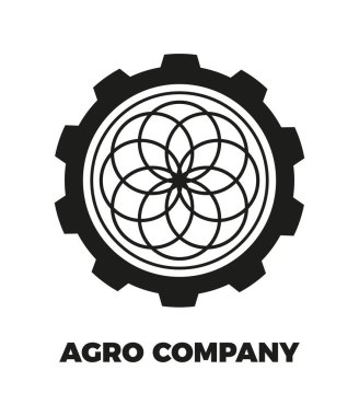 Çiftlik amblemi, etiket, tabela. Çevre şirketiniz, biyolojik ürünleriniz ya da tarım ürünleri mağazanız için tasarım şablonu. Vektör siluet simgesi.