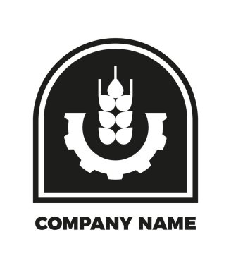 Çiftlik amblemi, etiket, tabela. Çevre şirketiniz, biyolojik ürünleriniz ya da tarım ürünleri mağazanız için tasarım şablonu. Vektör siluet simgesi.