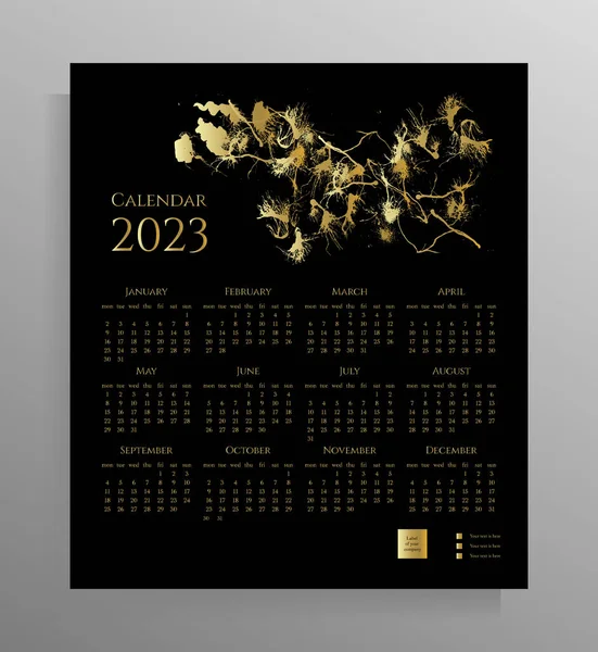 Wandkalender Für 2023 Für Monate Strenges Design Layout Eines Posters — Stockvektor
