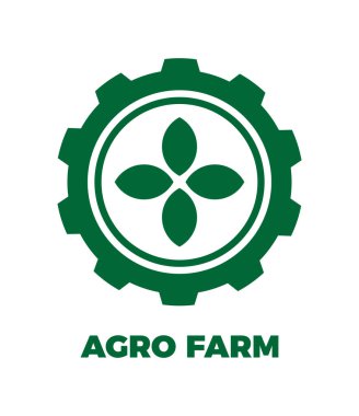 Çiftlik amblemi, etiket, tabela. Çevre şirketiniz, biyolojik ürünleriniz ya da tarım ürünleri mağazanız için tasarım şablonu. Vektör siluet simgesi.