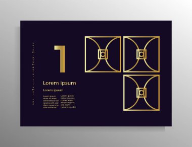 Cover for brochure, booklet, book, poster, flyer. Vector geometric design template with golden lines. Format horizontal A4.