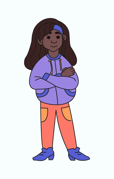 Teenager Girl Vector Funny Colored Doodle Illustration — Διανυσματικό Αρχείο