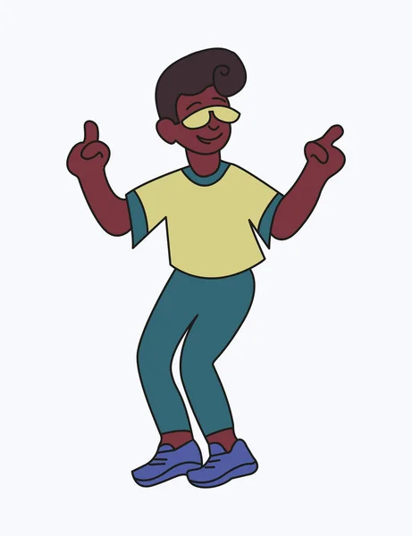 Young Man Dancing Funny Colored Vector Doodle Illustration — Stok Vektör