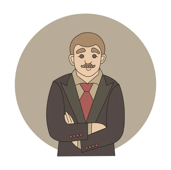Businessman Caractère Style Dessin Animé Portrait Jeune Homme Costume Affaires — Image vectorielle