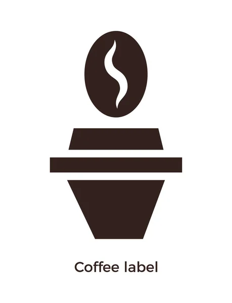 Coffee Label Vector Icon Template Emblem Signboard Coffee Shop Cafe — Vector de stock