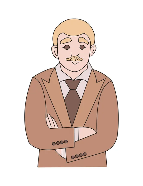 Takım Elbiseli Bir Adam Adamı Karakteri Karikatür Tarzı Vektör Rengi — Stok Vektör