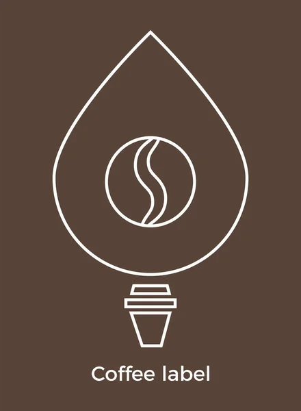 Coffee Label Vector Icon Template Emblem Signboard Coffee Shop Cafe — Wektor stockowy