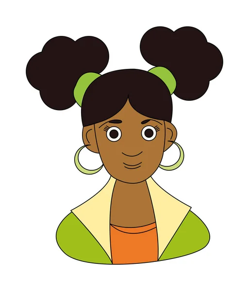 Portret Van Een Jonge Mooie Afrikaanse Vrouw Vector Kleur Illustratie — Stockvector