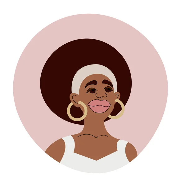 Potret Seorang Wanita Muda Afrika Cantik Gaya Gambar Warna Vektor - Stok Vektor