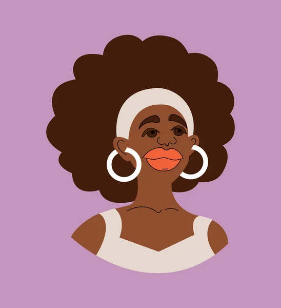 Junge Afrikanerin Porträt Vektor Farbe Illustration Cartoon Stil — Stockvektor