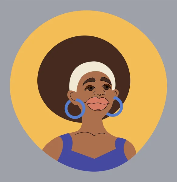 Potret Wanita Muda Afrika Gaya Gambar Warna Vektor - Stok Vektor