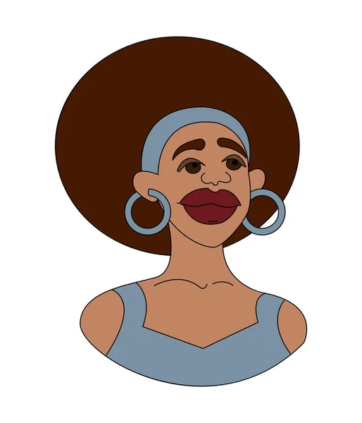 Ritratto Una Giovane Donna Africana Vettoriale Illustrazione Colori Stile Cartone — Vettoriale Stock