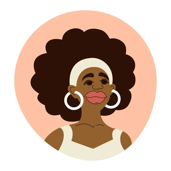 Jeune Portrait Femme Africaine Illustration Vectorielle Couleur Style Dessin Animé — Image vectorielle