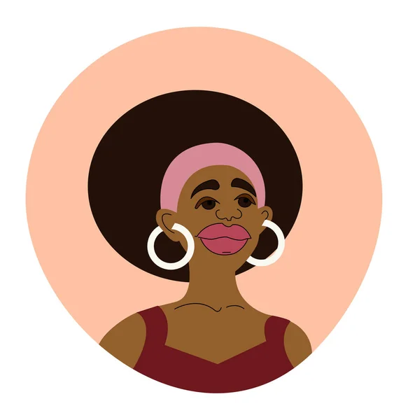 Portrét Mladé Krásné Afričanky Vektorová Barva Ilustrace Kreslený Styl — Stockový vektor