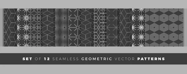 Set Geometric Seamless Patterns Collection Vector Gray White Patterns Textiles — Stock Vector