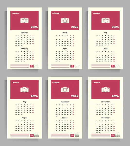 stock vector Quarterly calendar 2024 year. Set of vertical vector templates with place for your image.