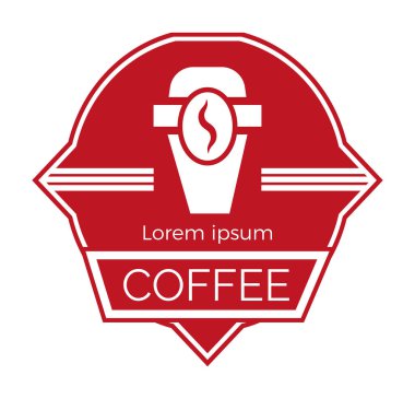 Kahve etiketi. Amblem, logo, tabela, kafe için pankart, kafe, kafe. Vektör izole illüstrasyonu.