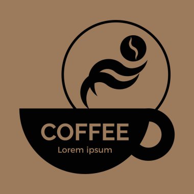 Kahve etiketi. Amblem, logo, tabela, kafe için pankart, kafe, kafe. Vektör izole illüstrasyonu.