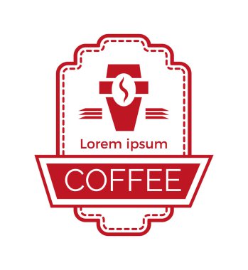 Kahve etiketi. Amblem, logo, tabela, kafe için pankart, kafe, kafe. Vektör izole illüstrasyonu.