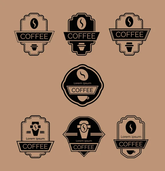 Koffielabel Design Template Set Van Emblemen Logo Uithangbord Banner Voor — Stockvector