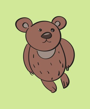 Oyuncak ayı elle çizilir. İzole edilmiş renk karalama vektörü çizimi.