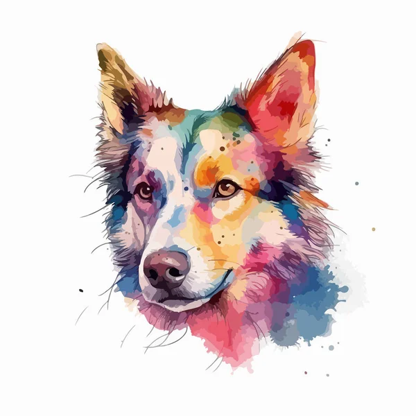 Akvarellmålning Hund Färg Stänk Flerfärgad Abstrakt Digital Konst Färg Stänk — Stock vektor